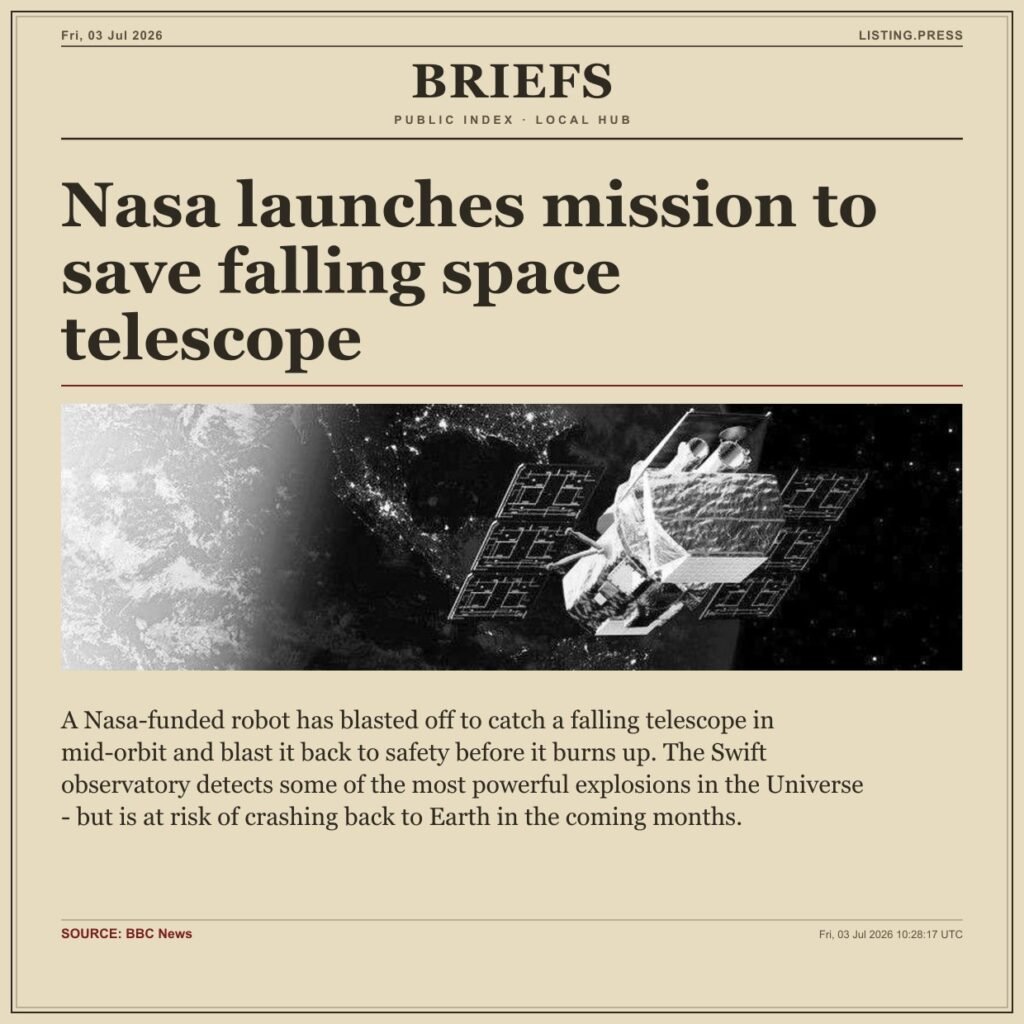 Nasa launches mission to save falling space telescope