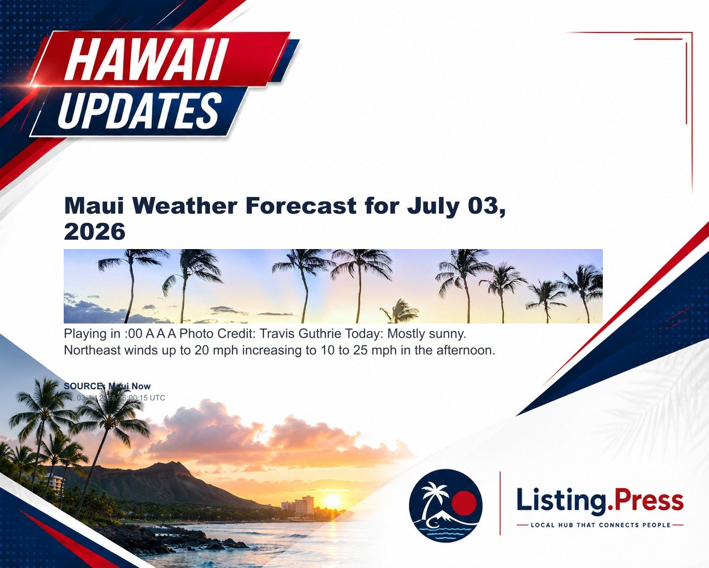 Maui Weather Forecast for July 03, 2026