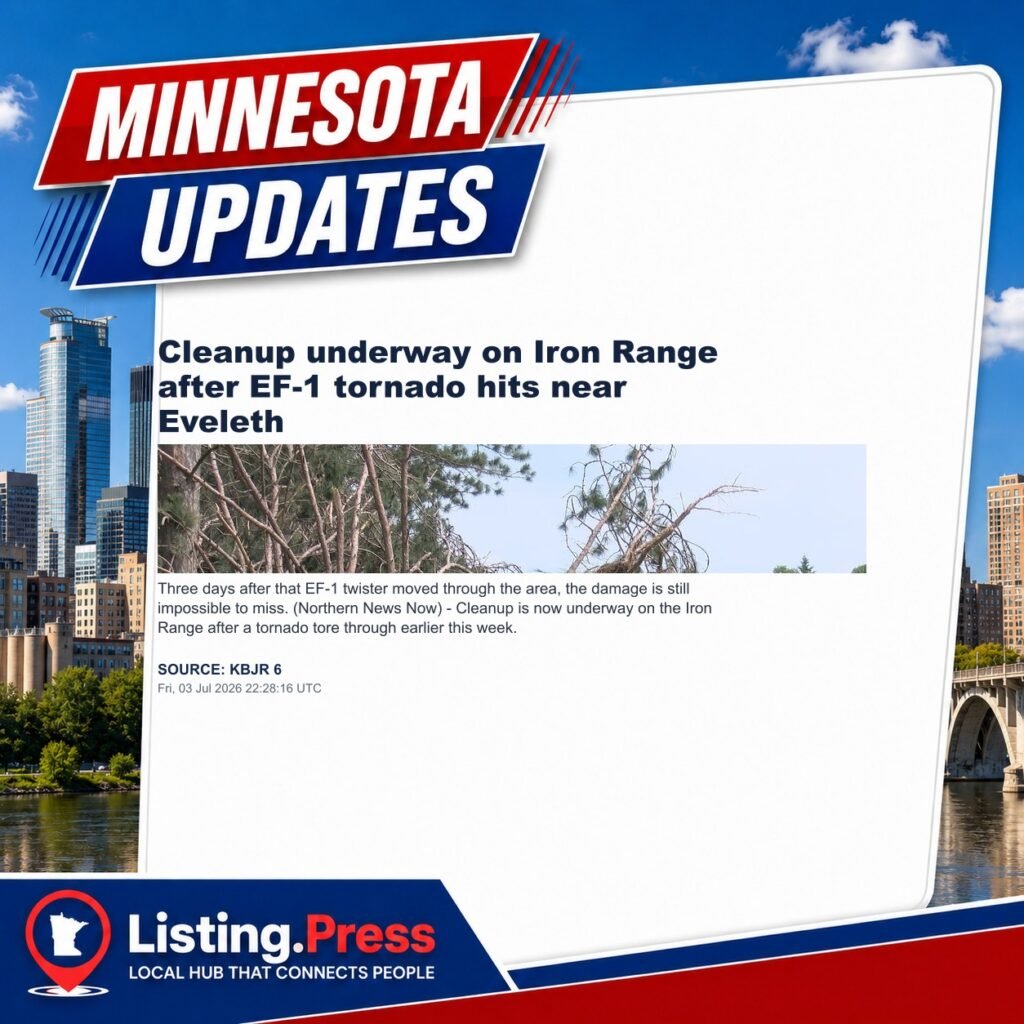 Cleanup underway on Iron Range after EF-1 tornado hits near Eveleth