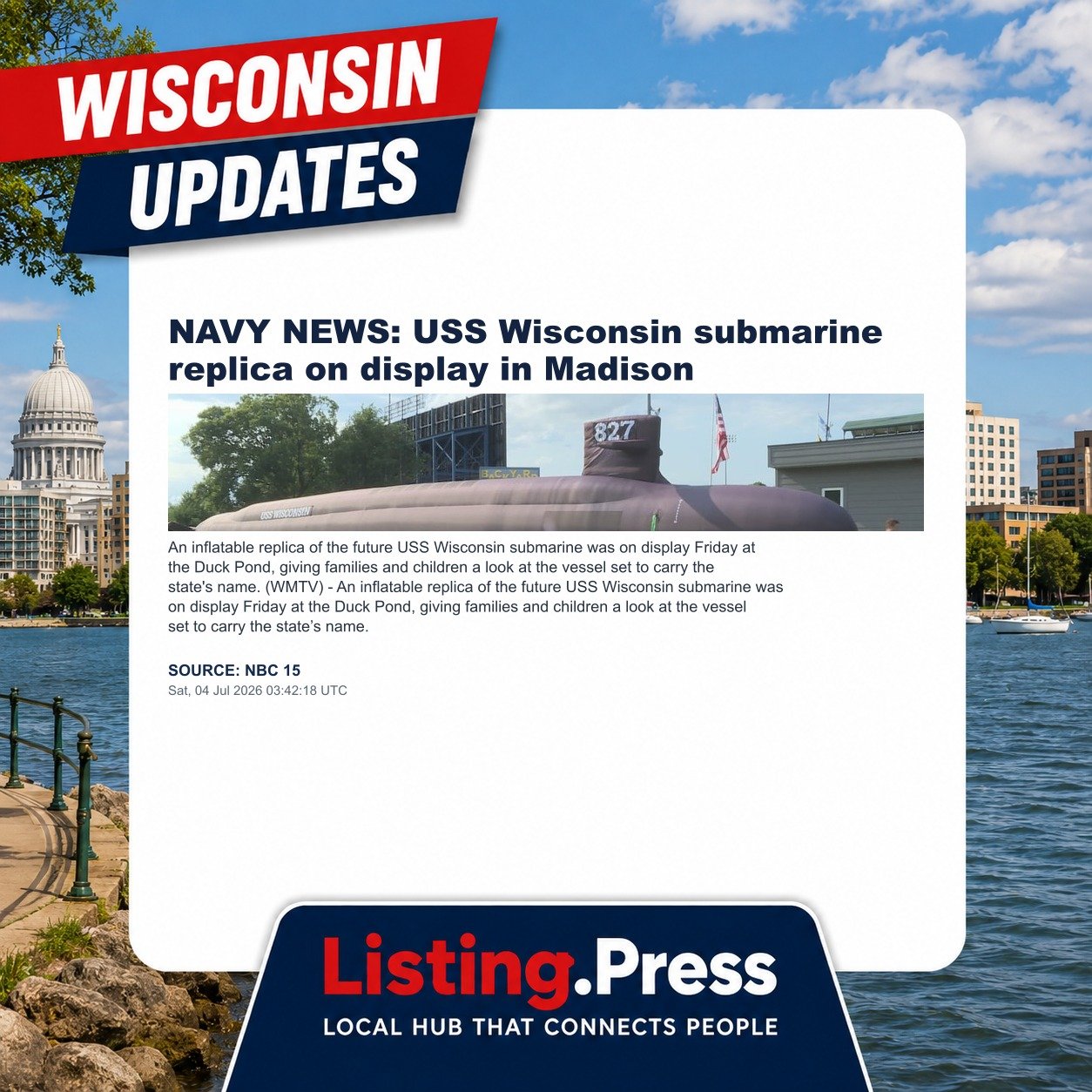 NAVY NEWS: USS Wisconsin submarine replica on display in Madison