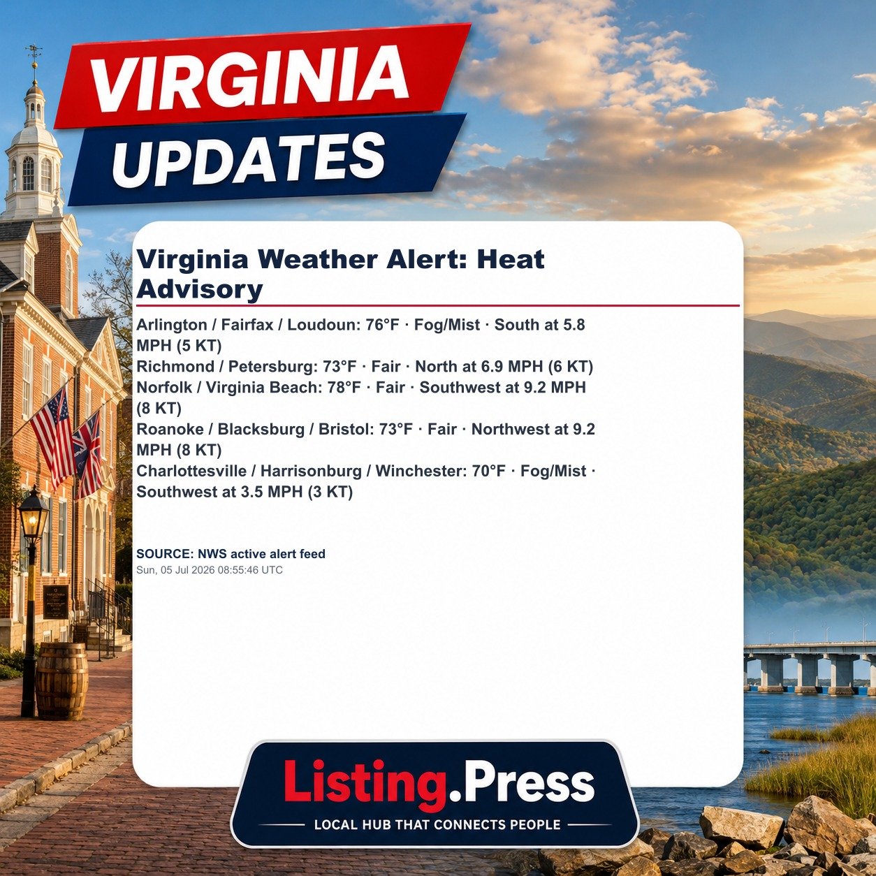 Virginia Weather Alert: Heat Advisory