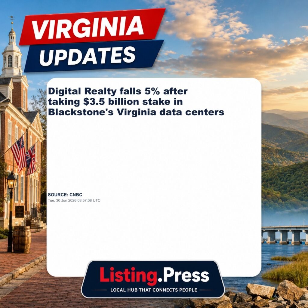 Digital Realty falls 5% after taking $3.5 billion stake in Blackstone’s Virginia data centers