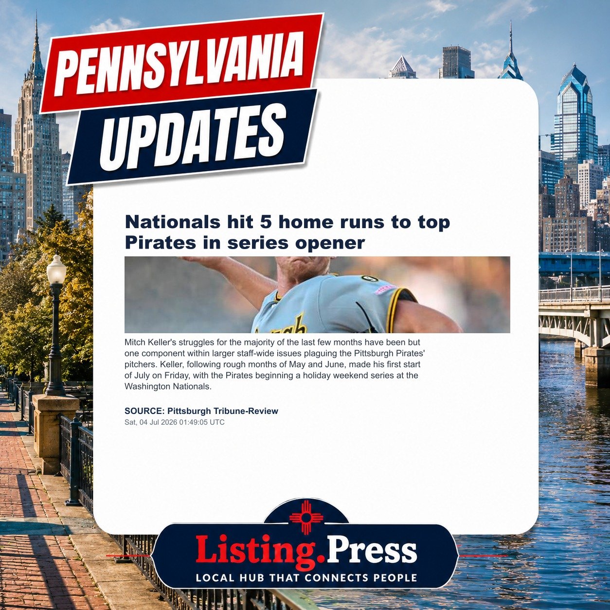 Nationals hit 5 home runs to top Pirates in series opener
