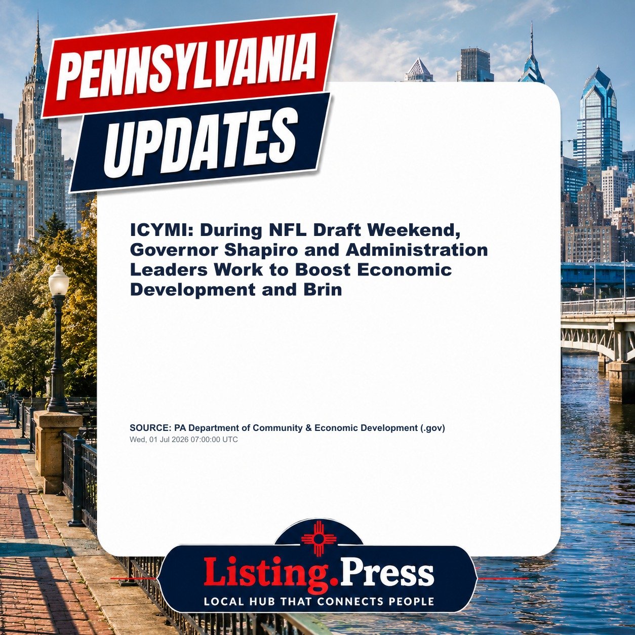 ICYMI: During NFL Draft Weekend, Governor Shapiro and Administration Leaders Work to Boost Economic Development and Brin