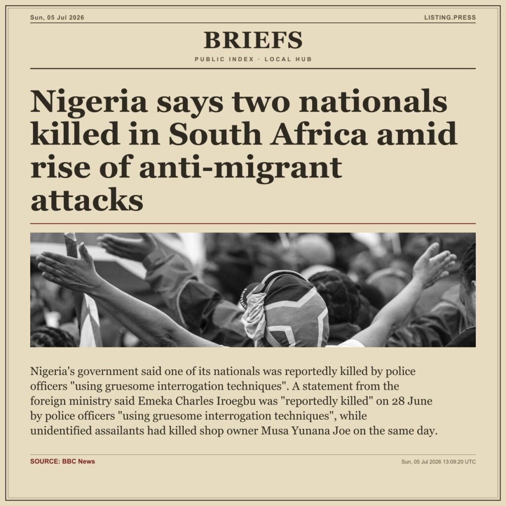 Nigeria says two nationals killed in South Africa amid rise of anti-migrant attacks