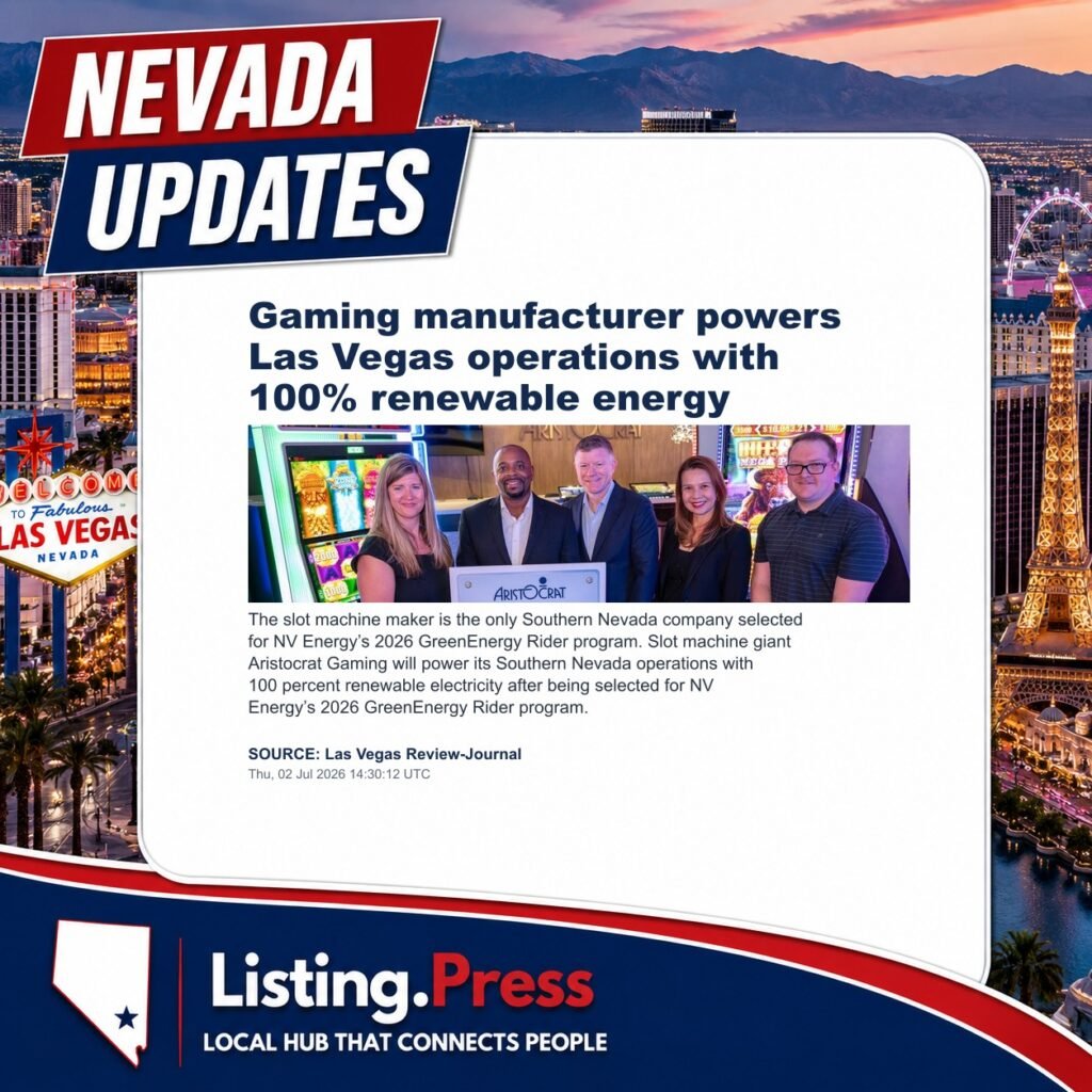 Gaming manufacturer powers Las Vegas operations with 100% renewable energy