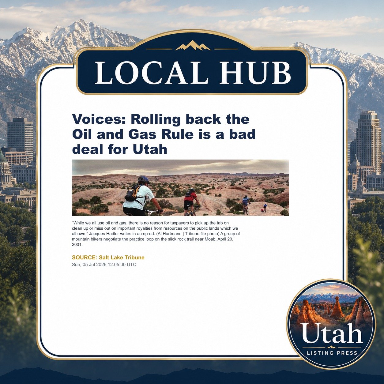 Voices: Rolling back the Oil and Gas Rule is a bad deal for Utah