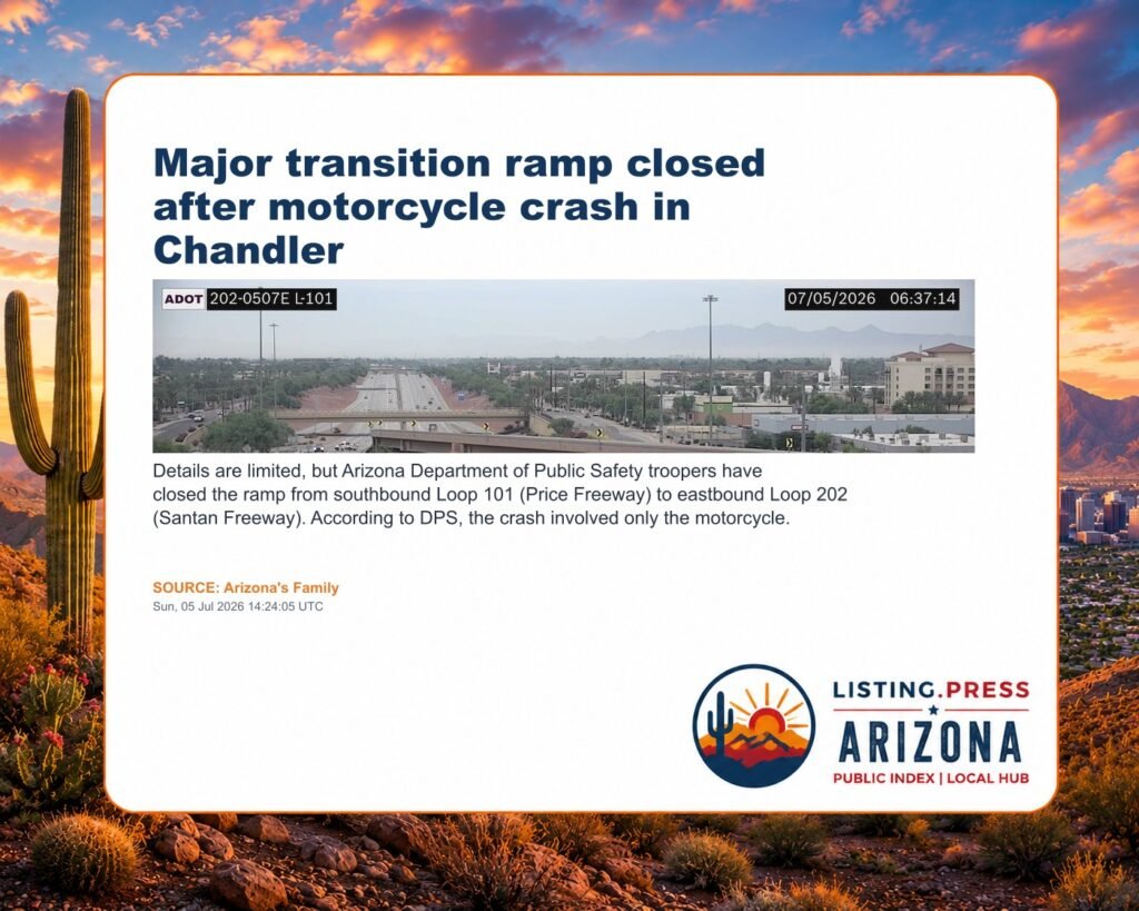 Major transition ramp closed after motorcycle crash in Chandler