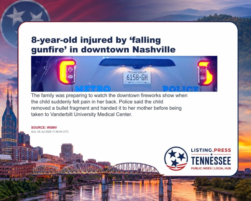 8-year-old injured by ‘falling gunfire’ in downtown Nashville