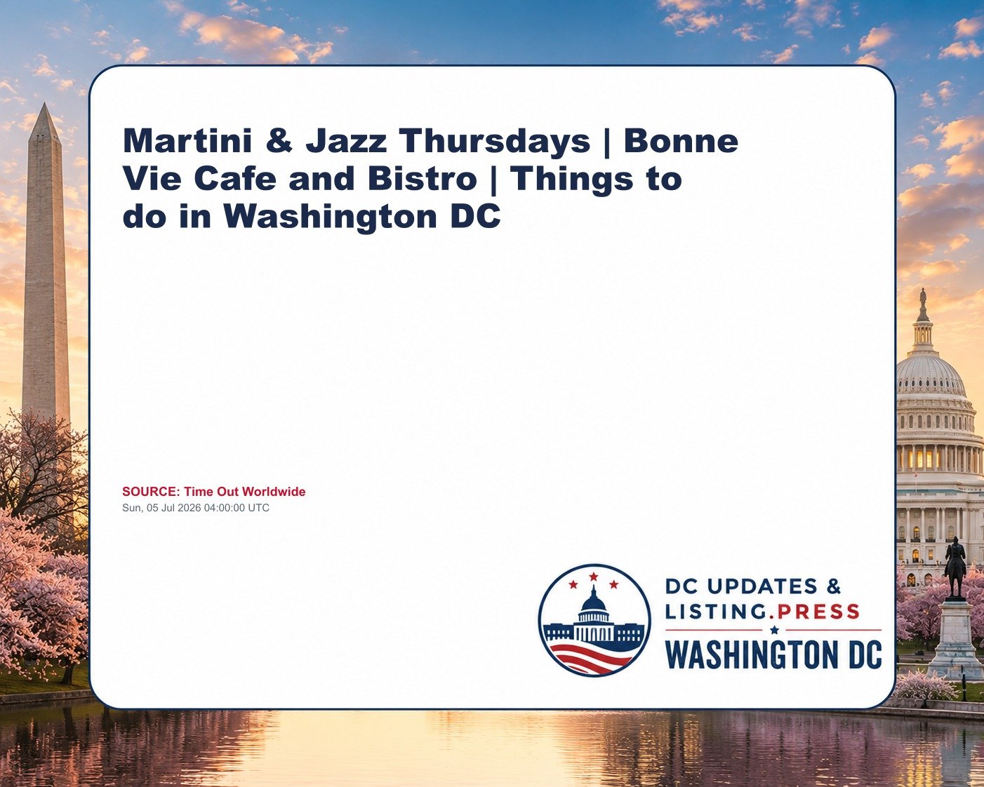Martini & Jazz Thursdays | Bonne Vie Cafe and Bistro | Things to do in Washington DC