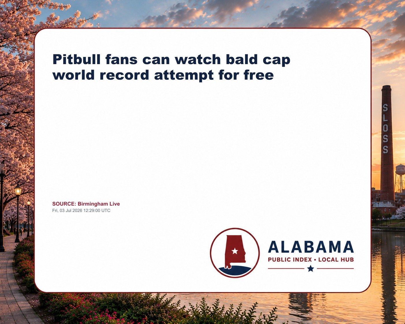 Pitbull fans can watch bald cap world record attempt for free