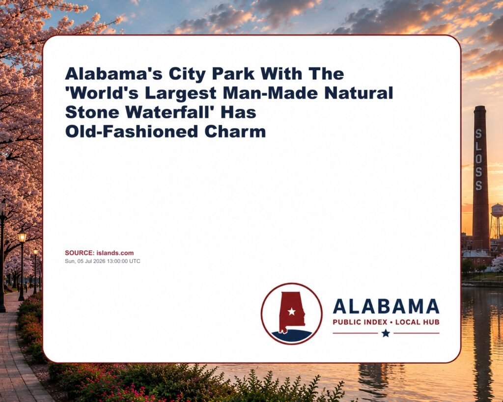 Alabama’s City Park With The ‘World’s Largest Man-Made Natural Stone Waterfall’ Has Old-Fashioned Charm