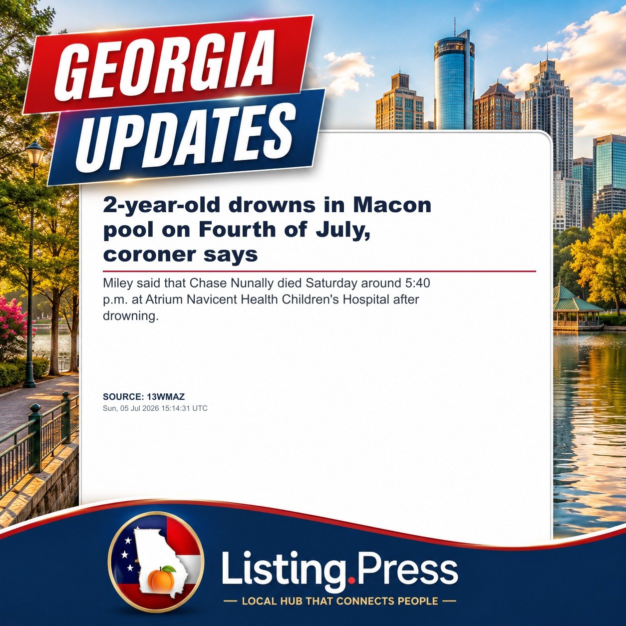 2-year-old drowns in Macon pool on Fourth of July, coroner says