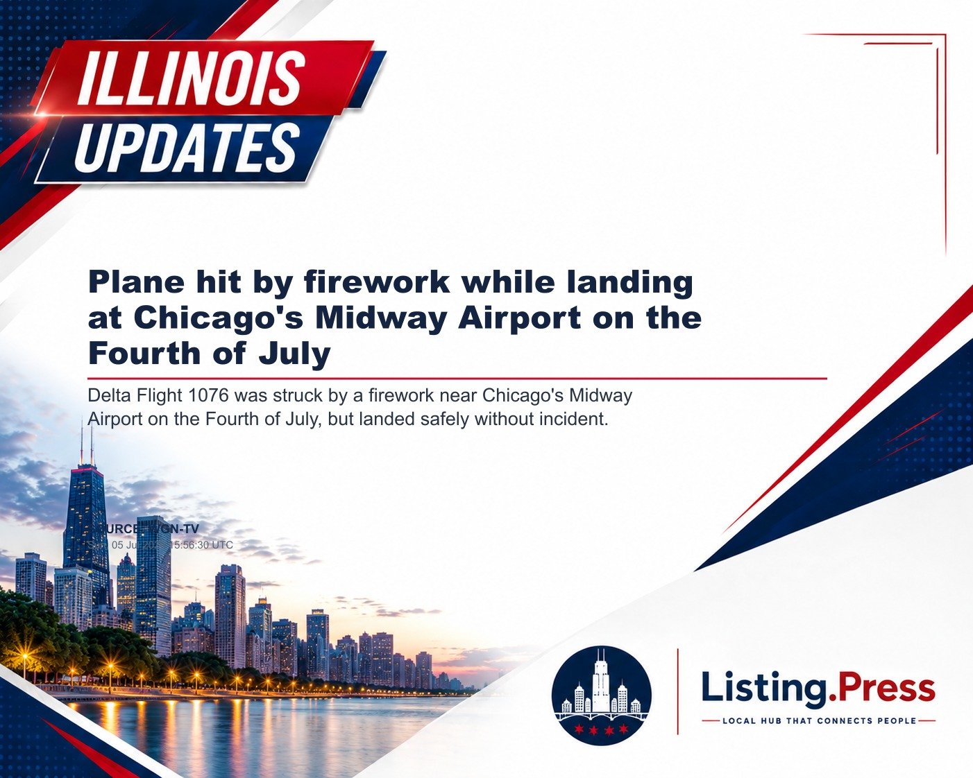 Plane hit by firework while landing at Chicago's Midway Airport on the Fourth of July