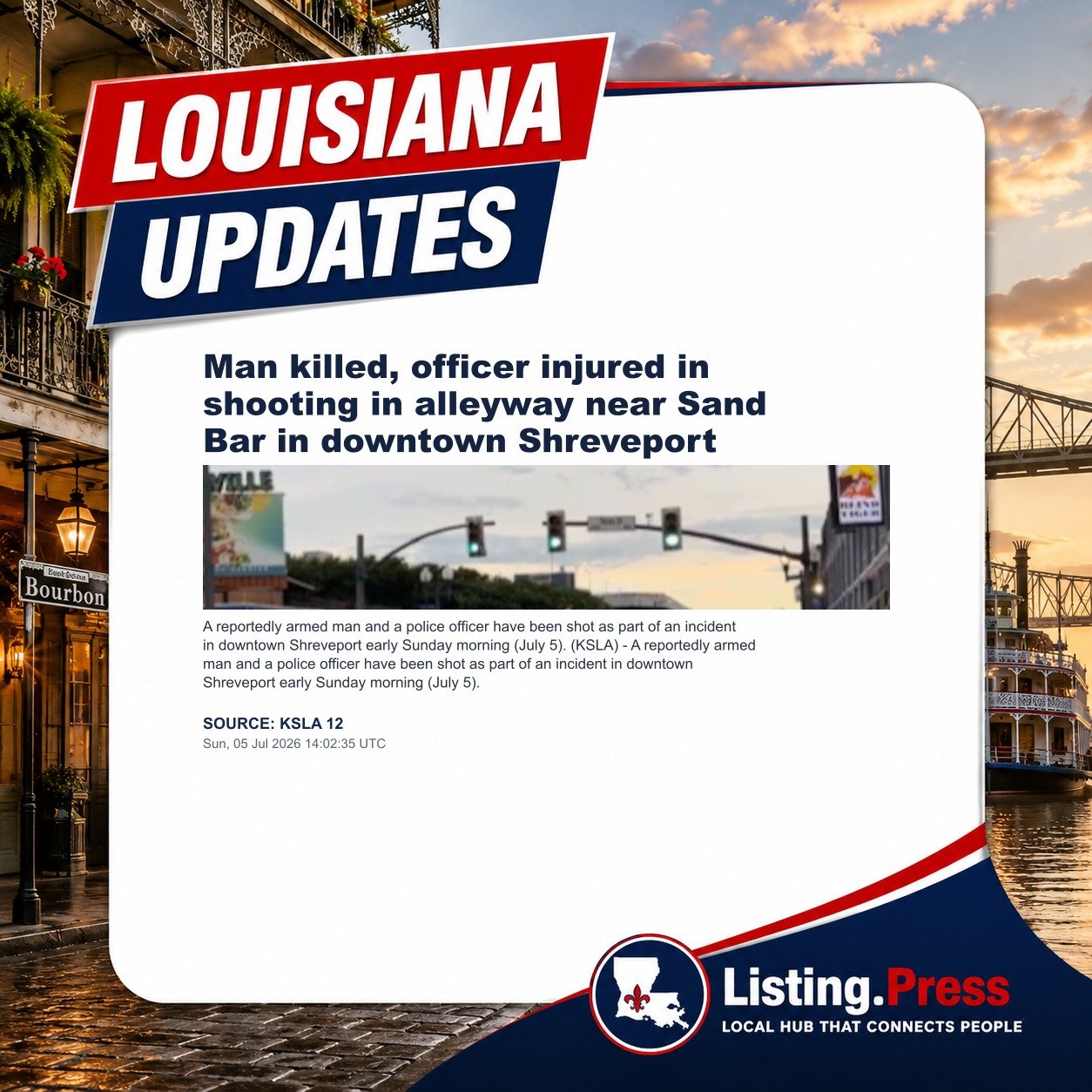 Man killed, officer injured in shooting in alleyway near Sand Bar in downtown Shreveport