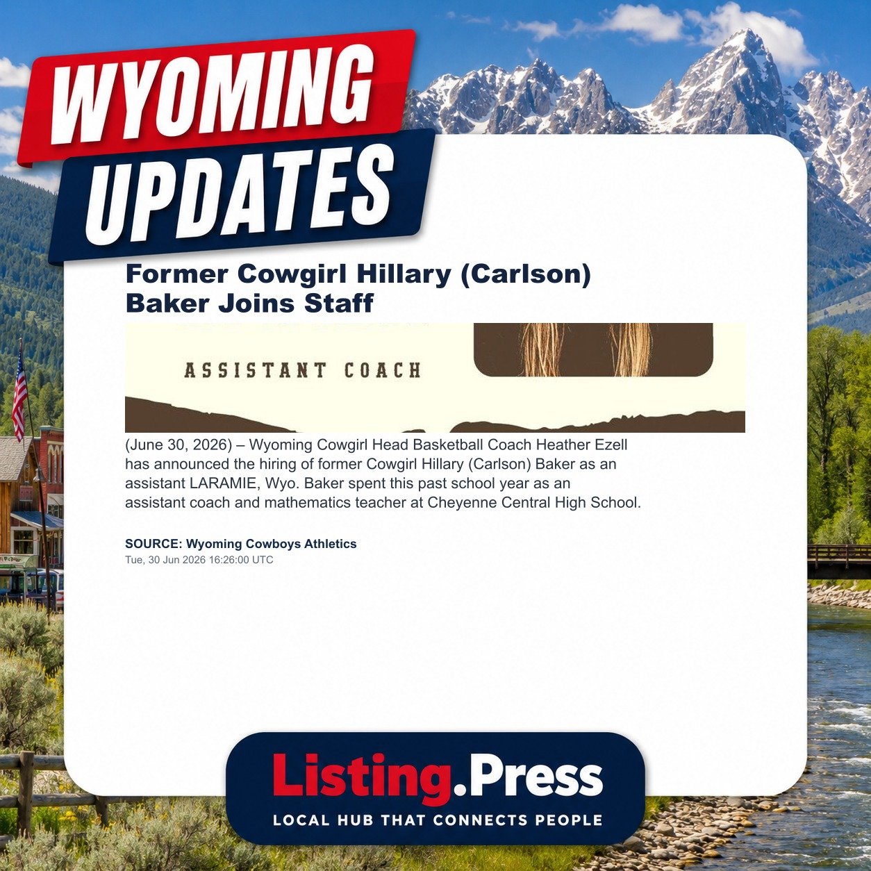 Former Cowgirl Hillary (Carlson) Baker Joins Staff