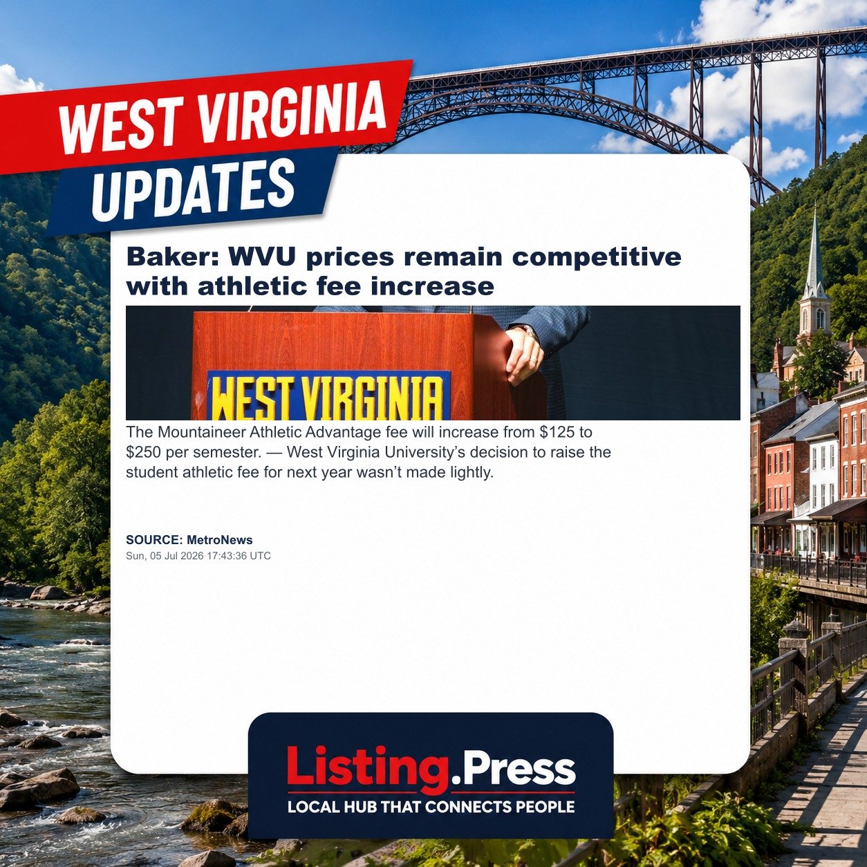 Baker: WVU prices remain competitive with athletic fee increase
