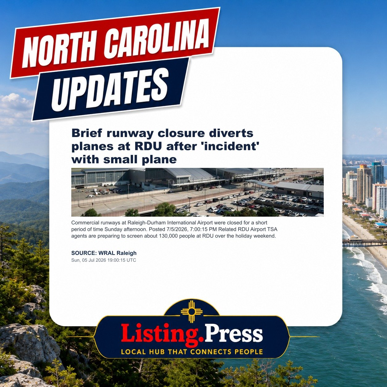Brief runway closure diverts planes at RDU after 'incident' with small plane