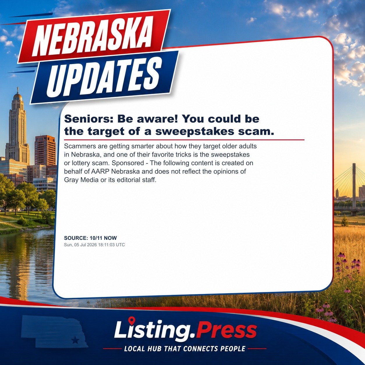 Seniors: Be aware! You could be the target of a sweepstakes scam.