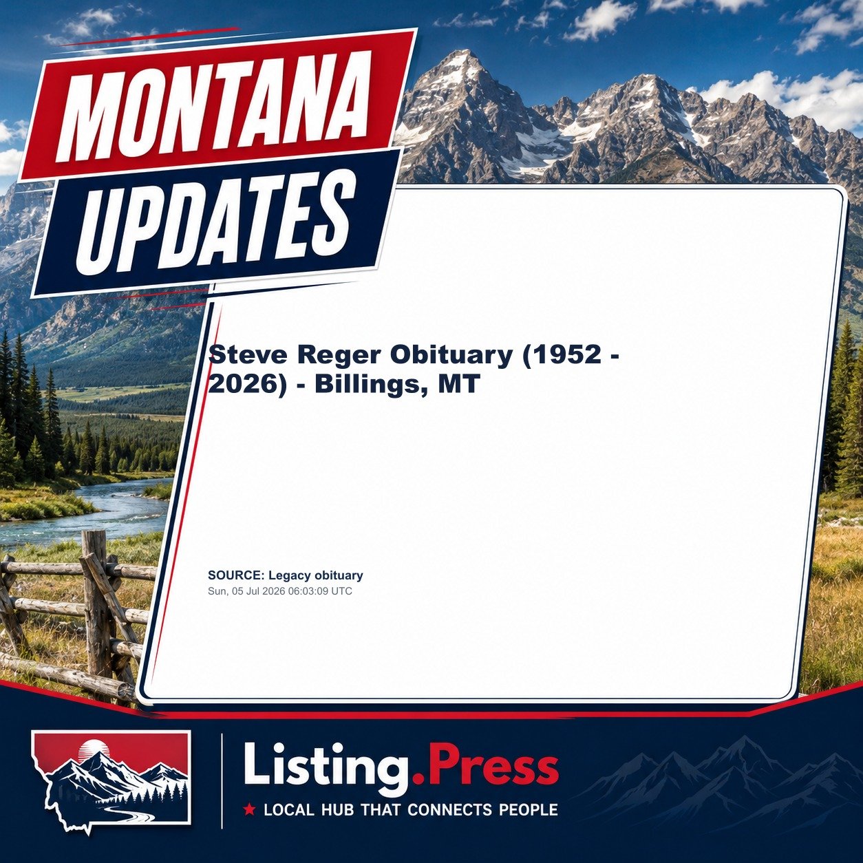 Steve Reger Obituary (1952 - 2026) - Billings, MT