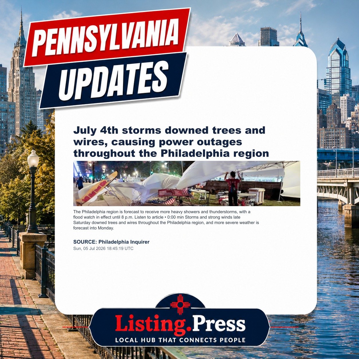 July 4th storms downed trees and wires, causing power outages throughout the Philadelphia region
