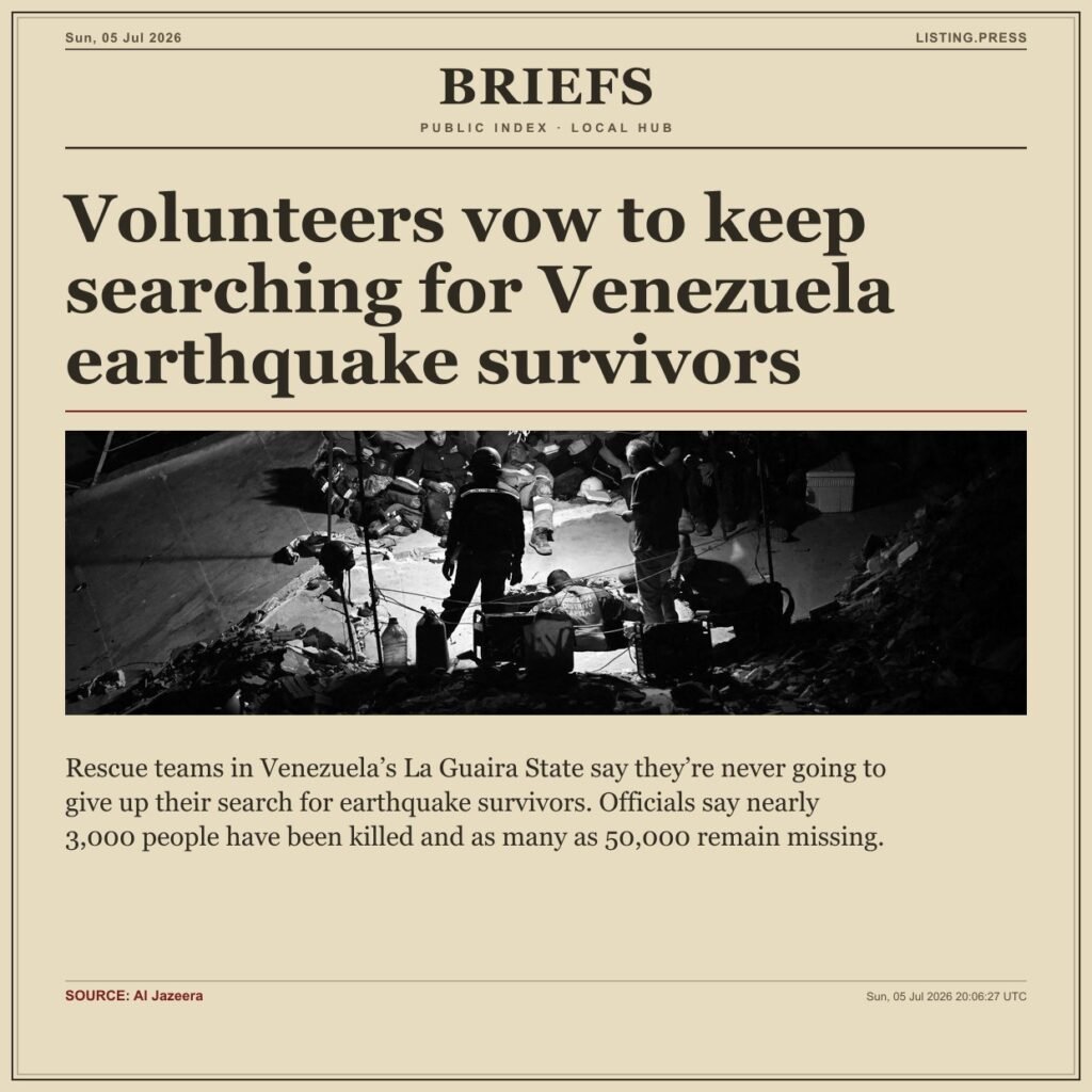 Volunteers vow to keep searching for Venezuela earthquake survivors