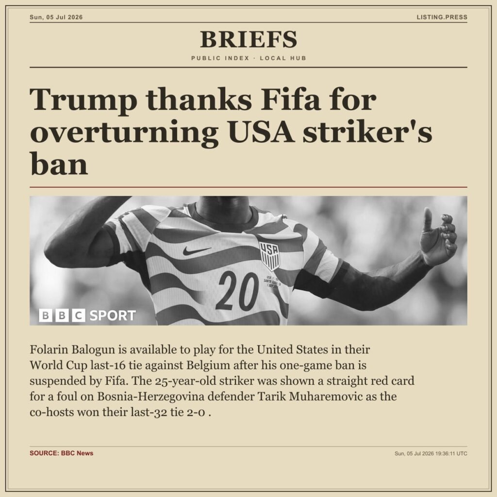 Trump thanks Fifa for overturning USA striker’s ban
