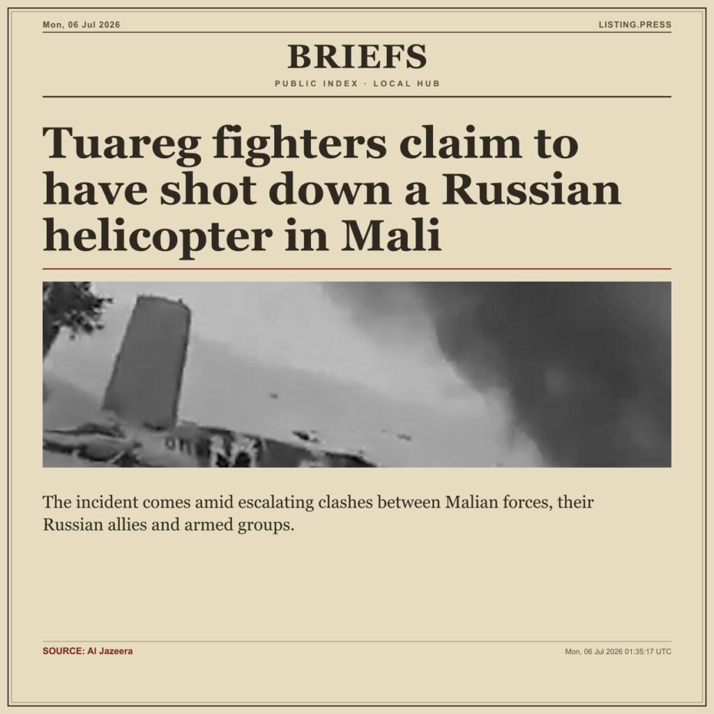Tuareg fighters claim to have shot down a Russian helicopter in Mali