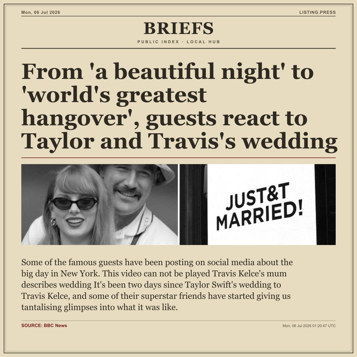 From 'a beautiful night' to 'world's greatest hangover', guests react to Taylor and Travis's wedding