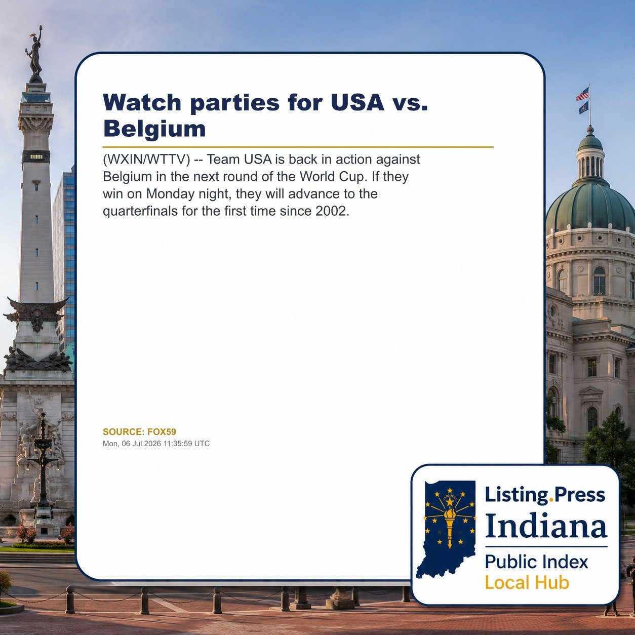 Watch parties for USA vs. Belgium