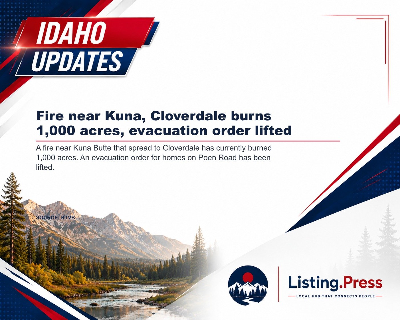 Fire near Kuna, Cloverdale burns 1,000 acres, evacuation order lifted
