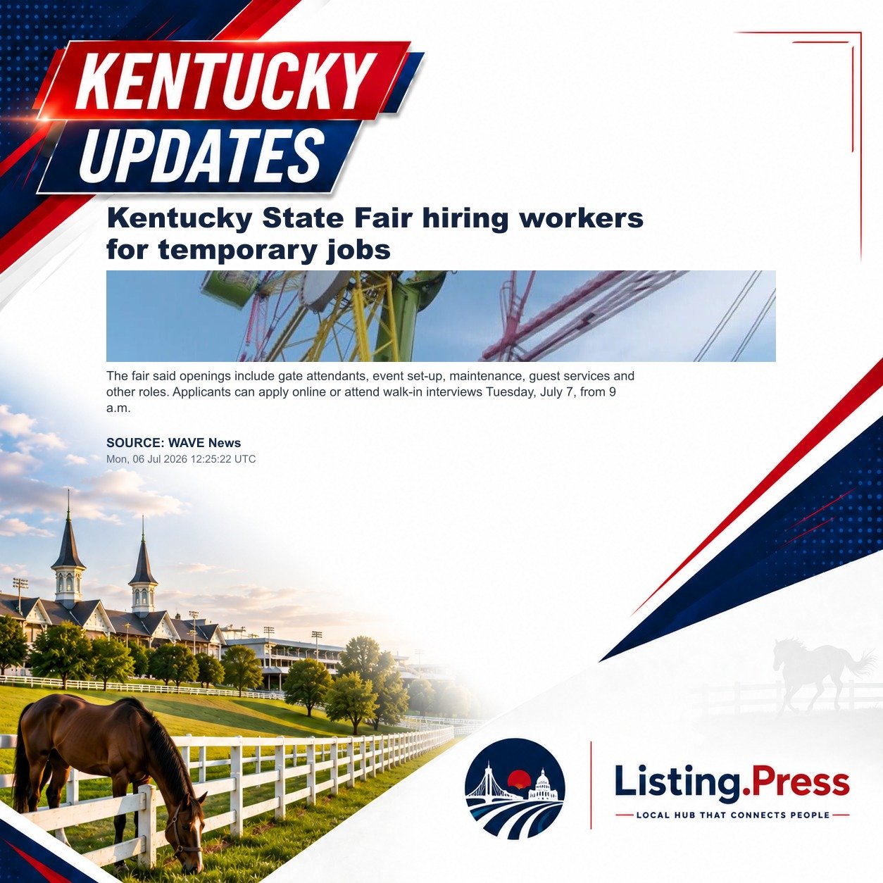 Kentucky State Fair hiring workers for temporary jobs