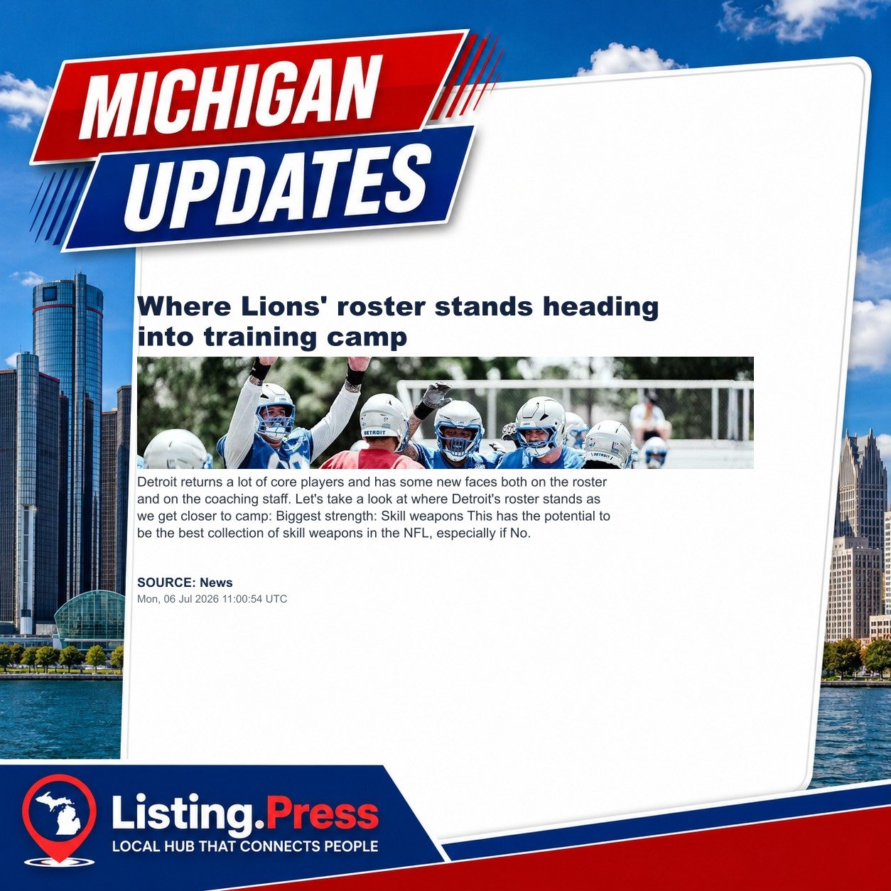 Where Lions' roster stands heading into training camp