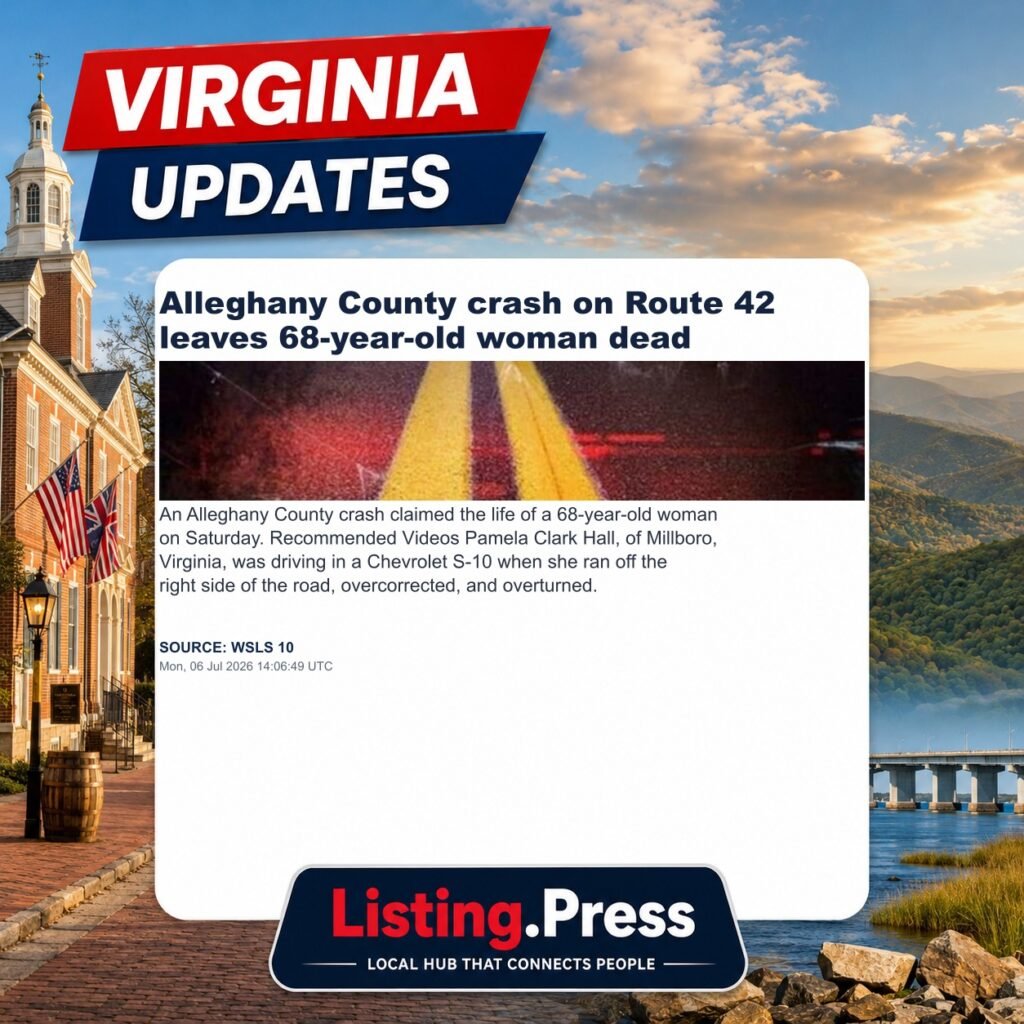 Alleghany County crash on Route 42 leaves 68-year-old woman dead