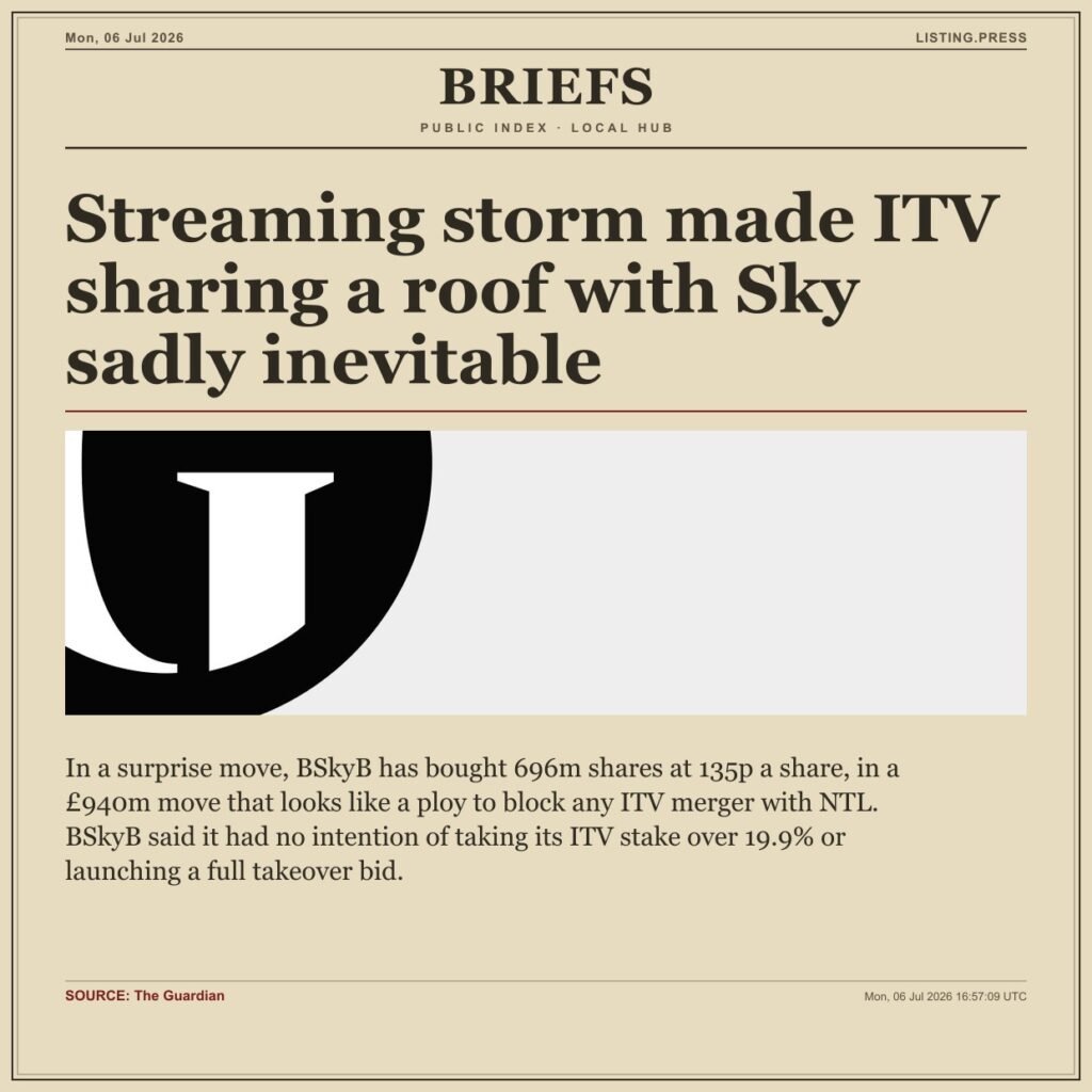Streaming storm made ITV sharing a roof with Sky sadly inevitable