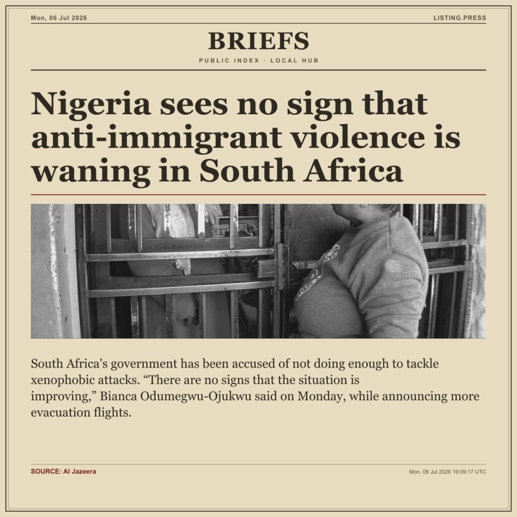 Nigeria sees no sign that anti-immigrant violence is waning in South Africa