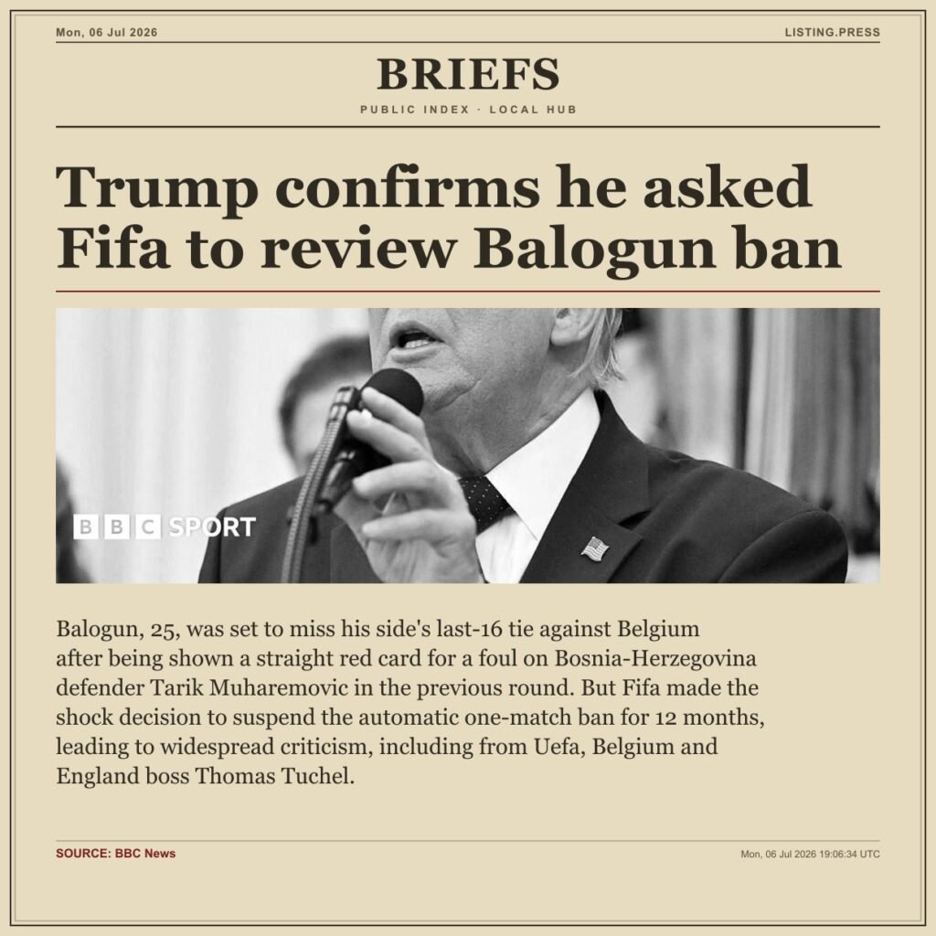 Trump confirms he asked Fifa to review Balogun ban