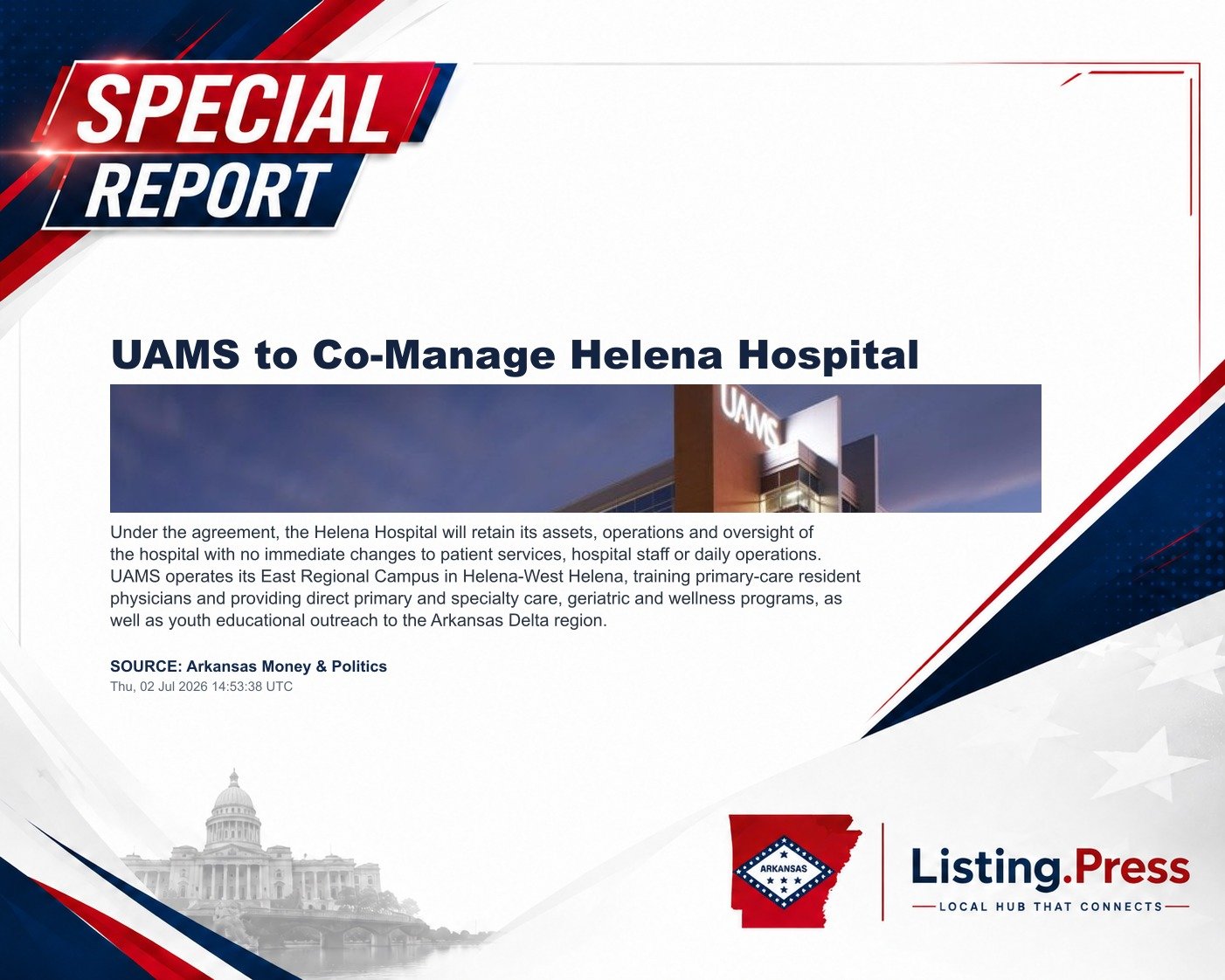 UAMS to Co-Manage Helena Hospital