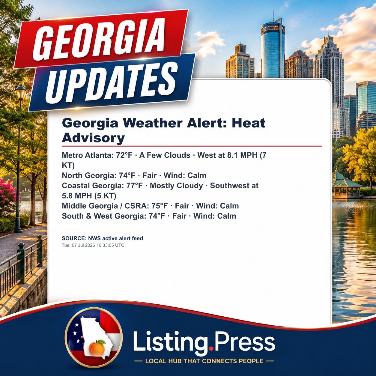 Georgia Weather Alert: Heat Advisory