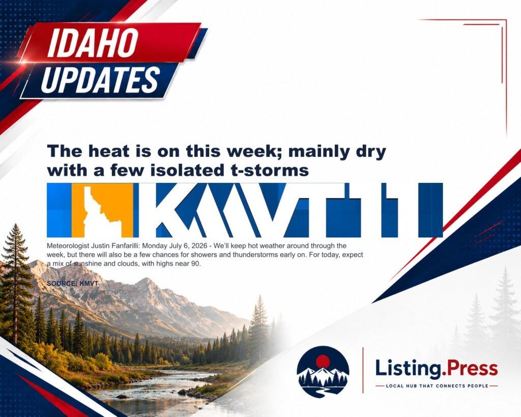 The heat is on this week; mainly dry with a few isolated t-storms