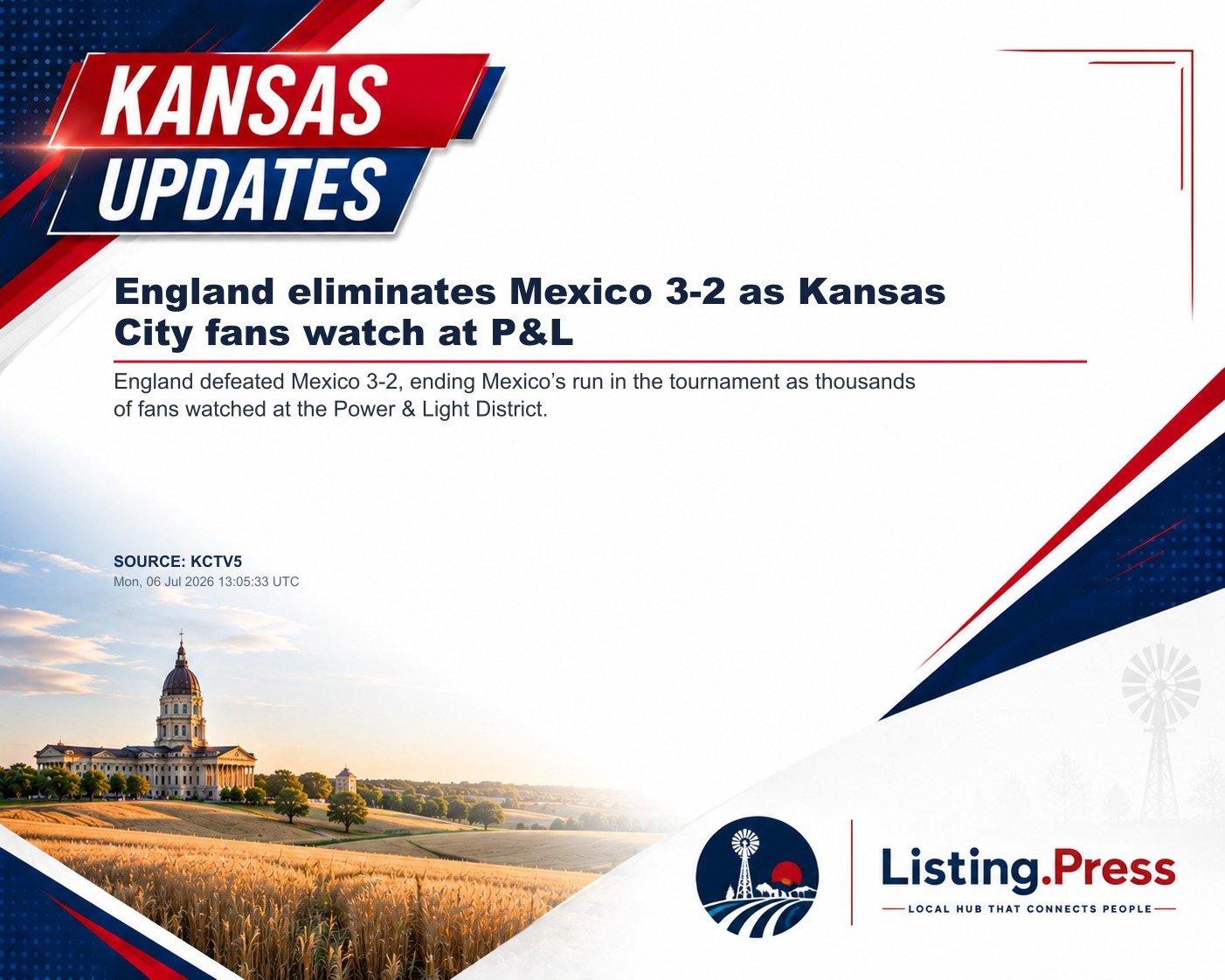 England eliminates Mexico 3-2 as Kansas City fans watch at P&L