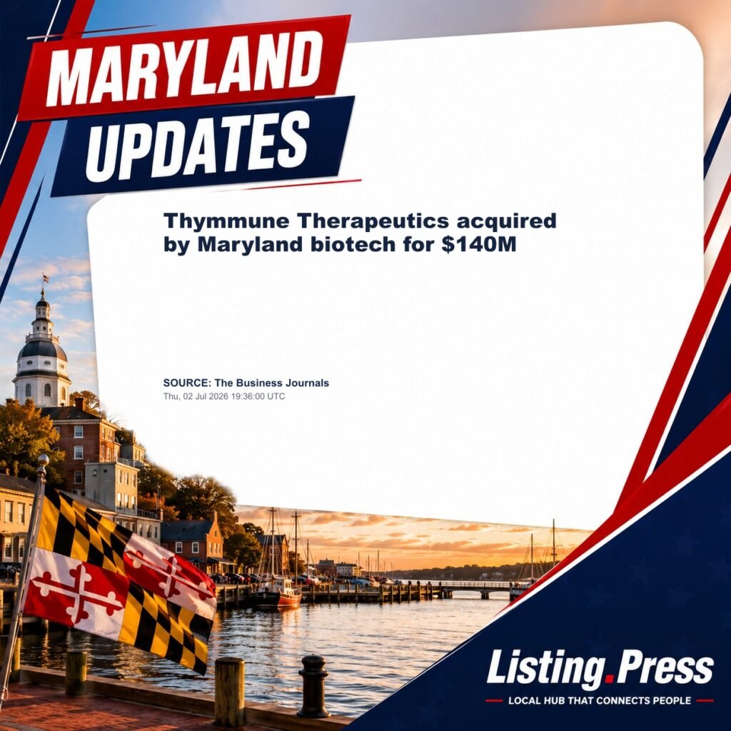 Thymmune Therapeutics acquired by Maryland biotech for $140M