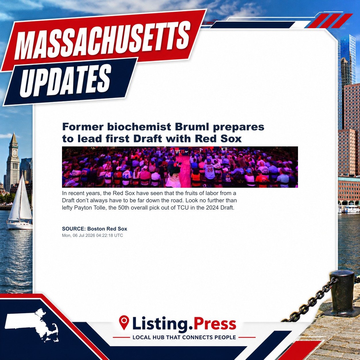 Former biochemist Bruml prepares to lead first Draft with Red Sox