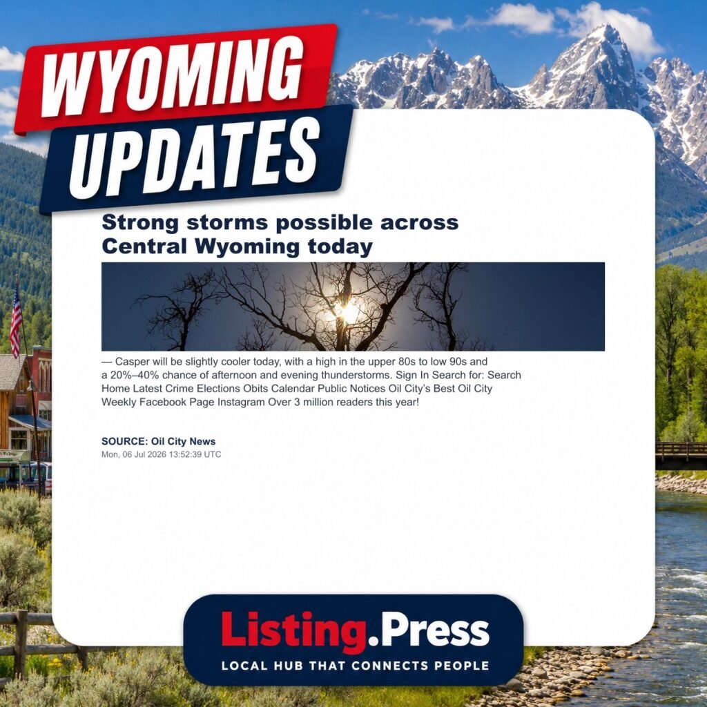 Strong storms possible across Central Wyoming today