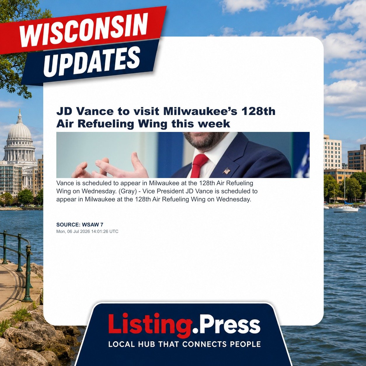 JD Vance to visit Milwaukee’s 128th Air Refueling Wing this week