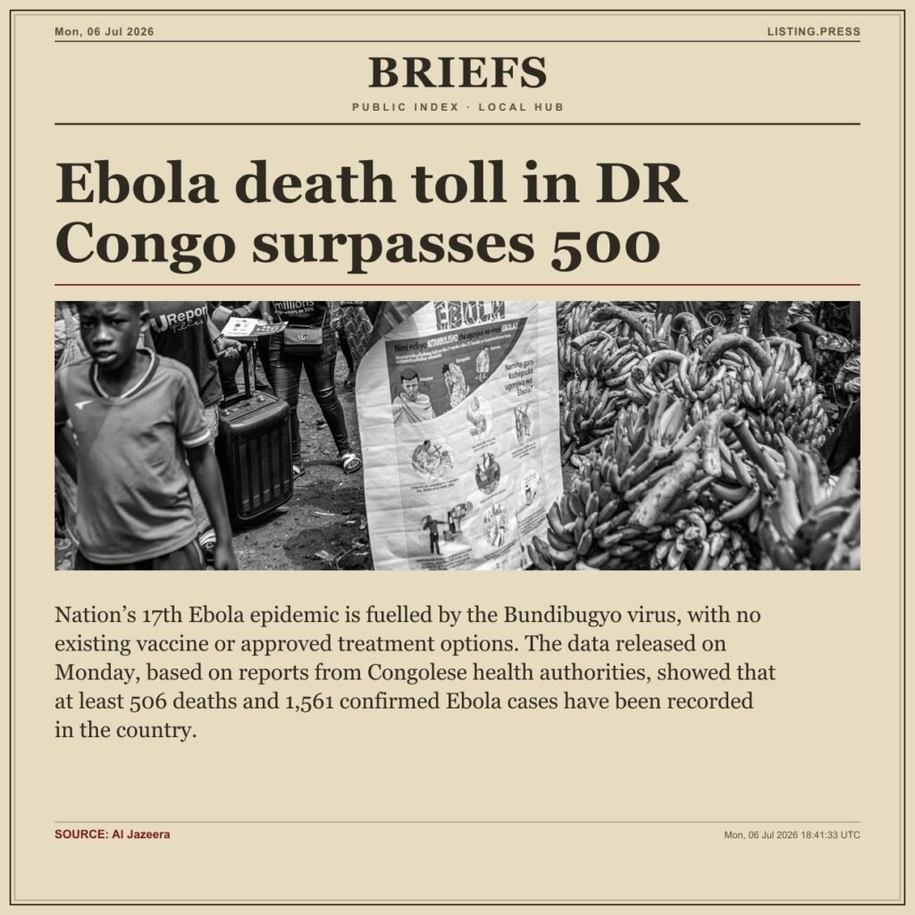 Ebola death toll in DR Congo surpasses 500