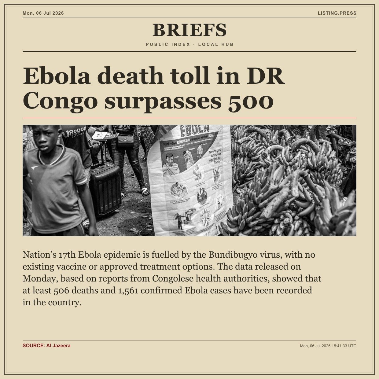 Ebola death toll in DR Congo surpasses 500