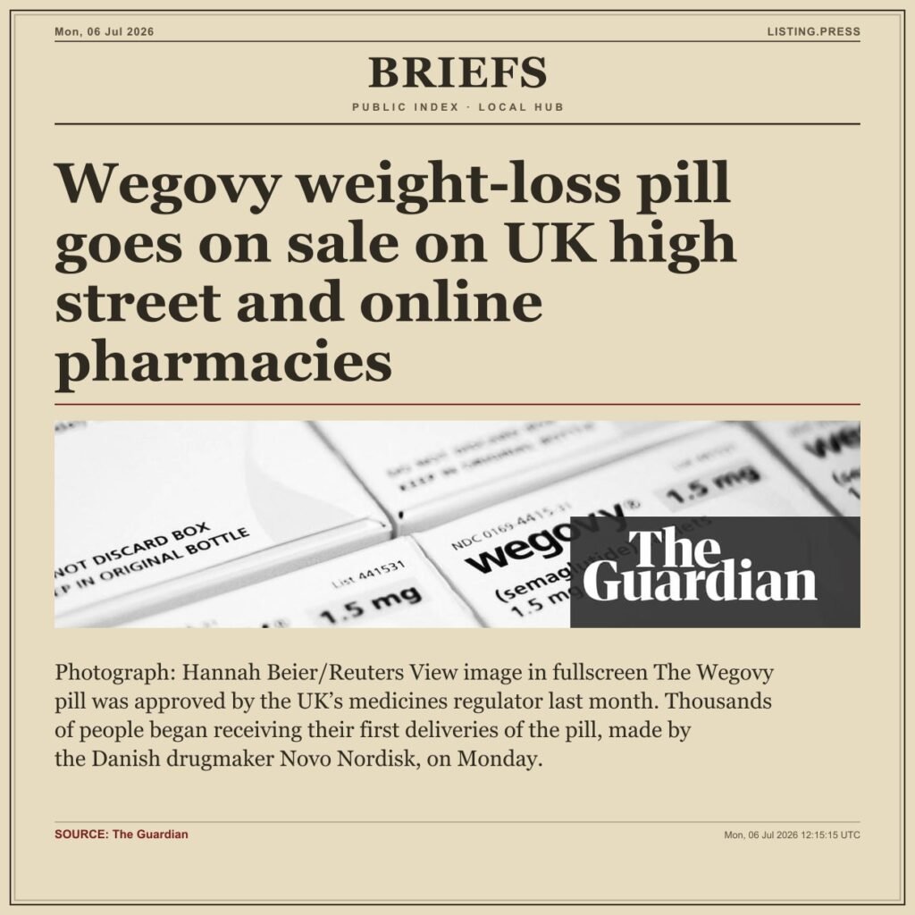 Wegovy weight-loss pill goes on sale on UK high street and online pharmacies