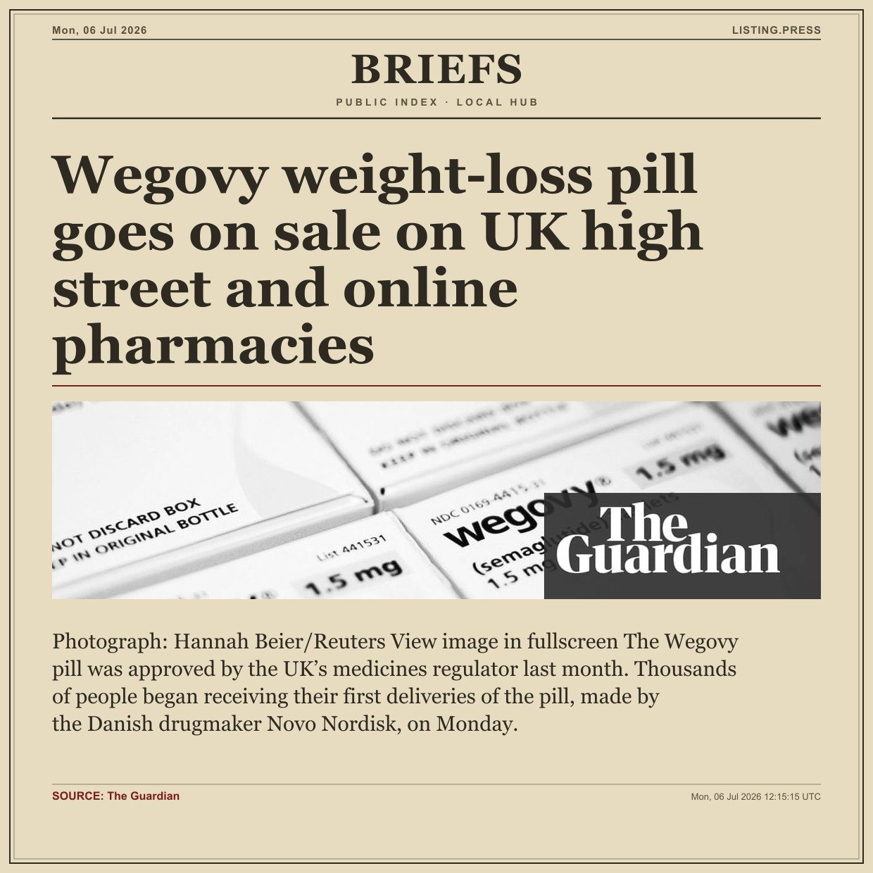 Wegovy weight-loss pill goes on sale on UK high street and online pharmacies