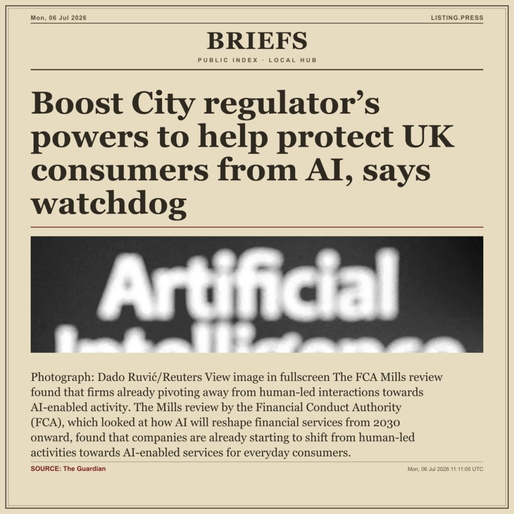 Boost City regulator’s powers to help protect UK consumers from AI, says watchdog